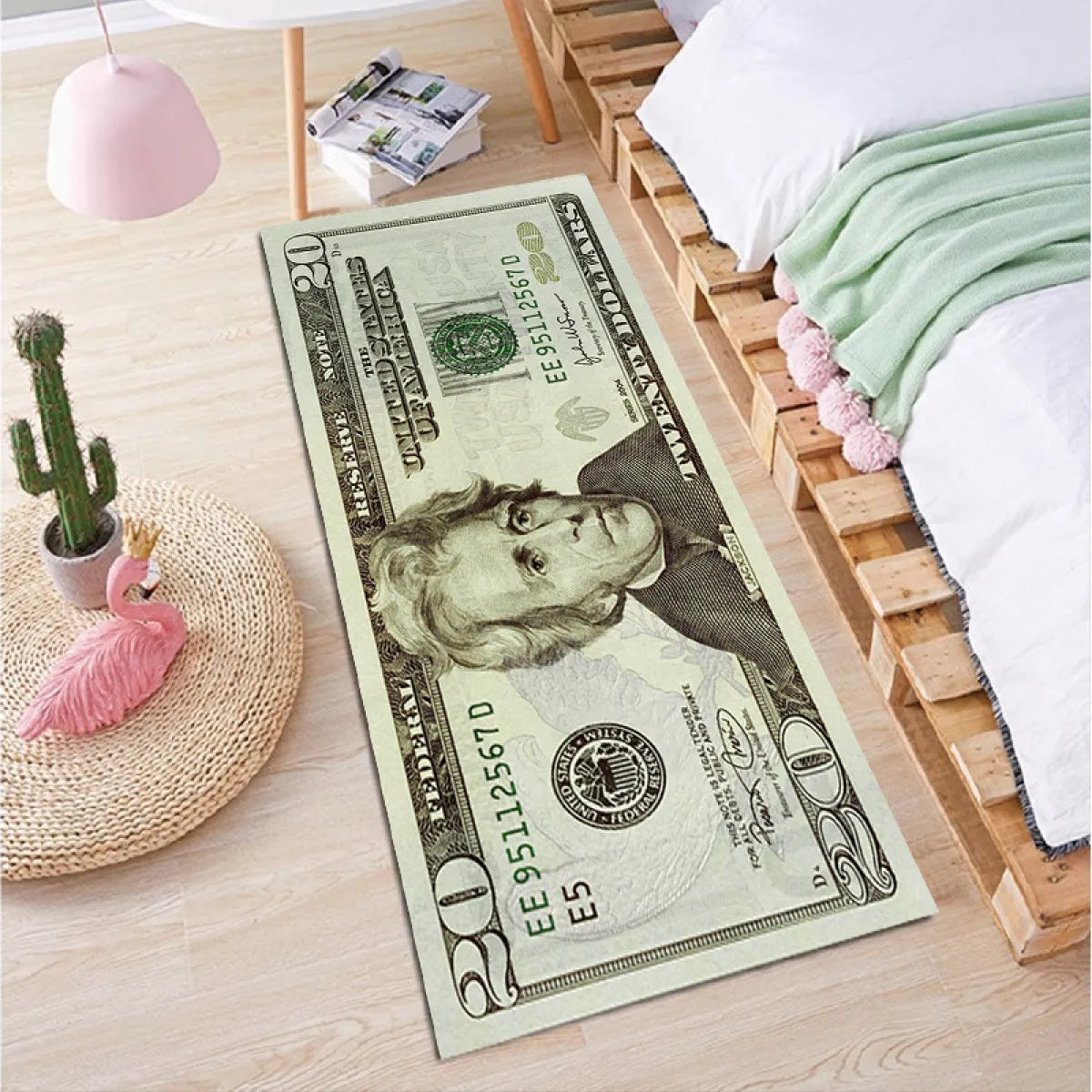 Dollar Pattern Stain-Resistant Foot Mat