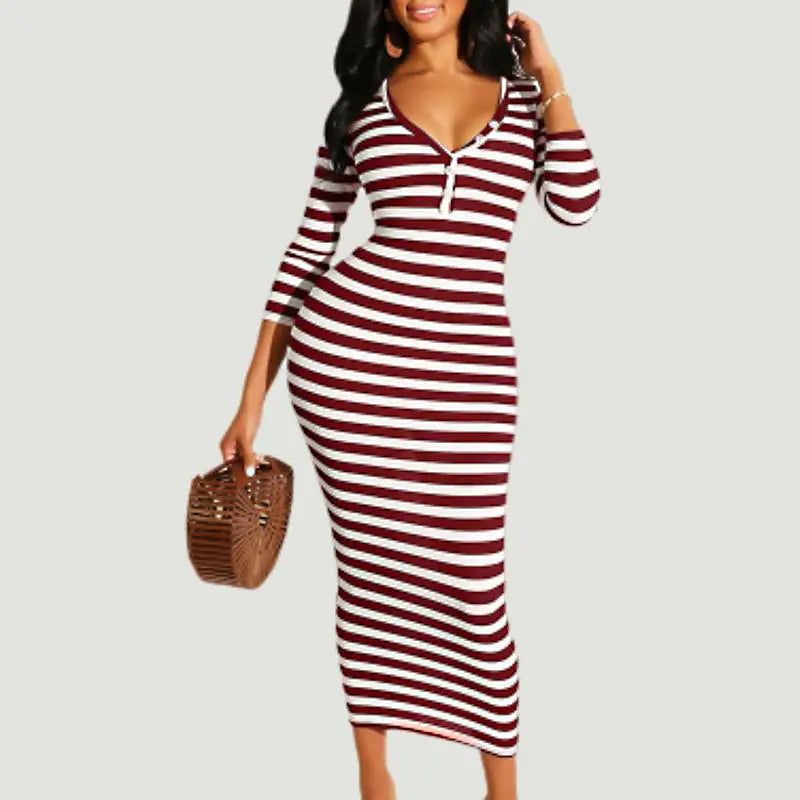Style Loft Collection Glam Striped Midi Dress
