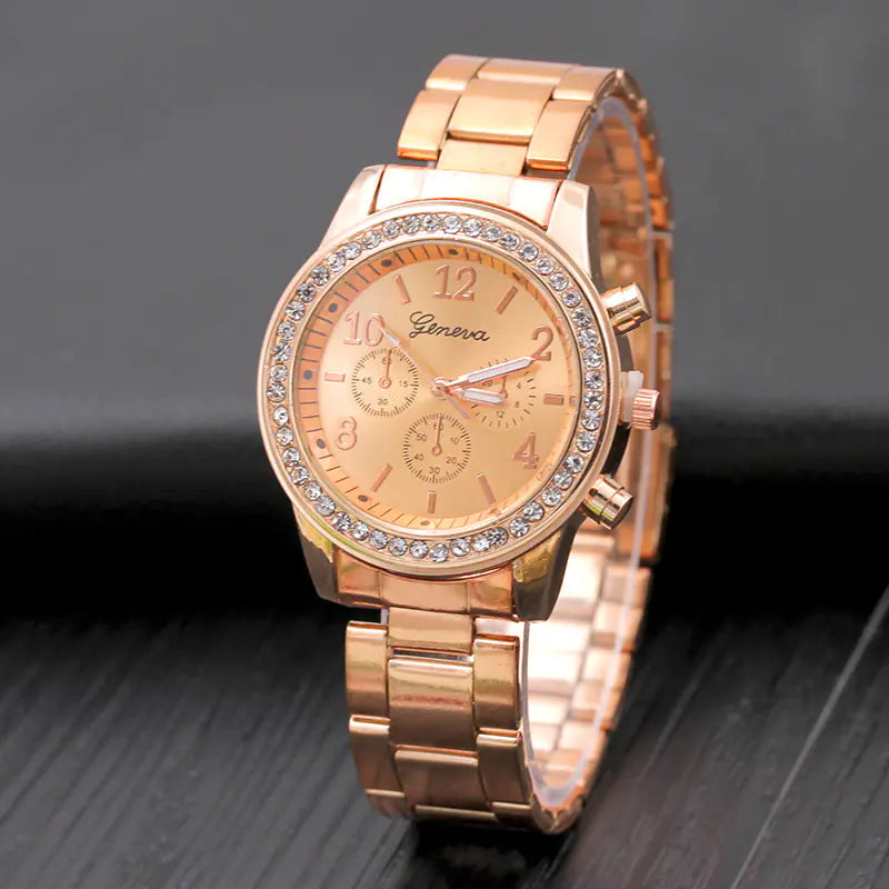 Style Loft Collection Geneva Studded Stainless Steel Quartz Watch