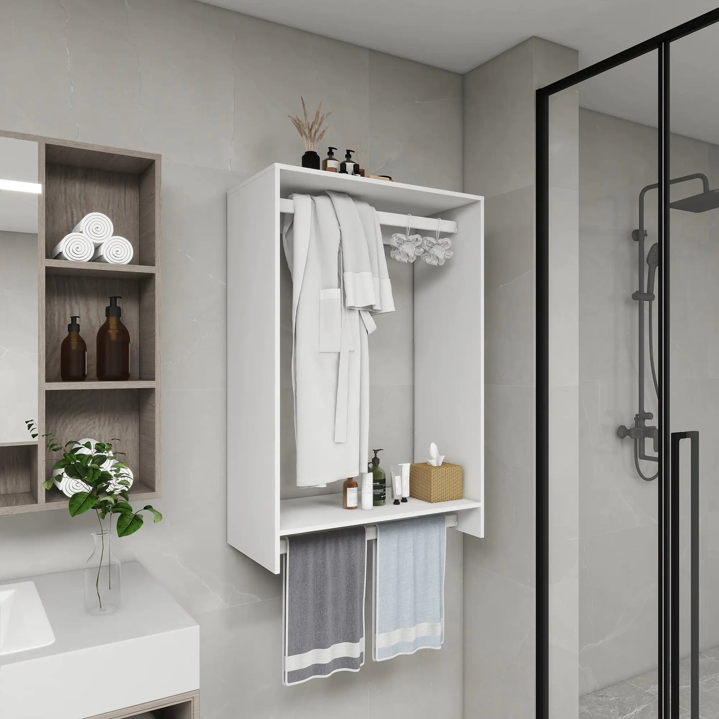 Style Loft Collection DIY Wooden Closet Organizer System with 2 Hanging Rods