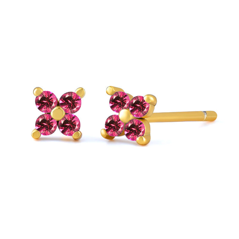 Micro-inlaid Colorful Zircon Earrings Simple