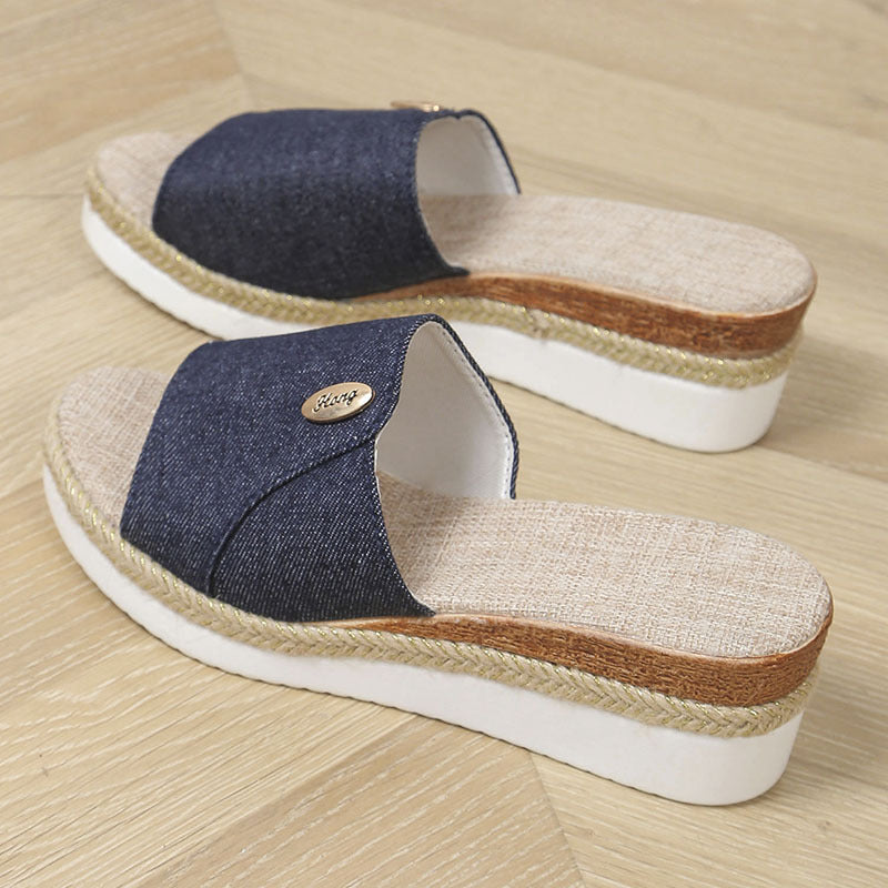 Plus Size Fish Mouth Wedge Slippers
