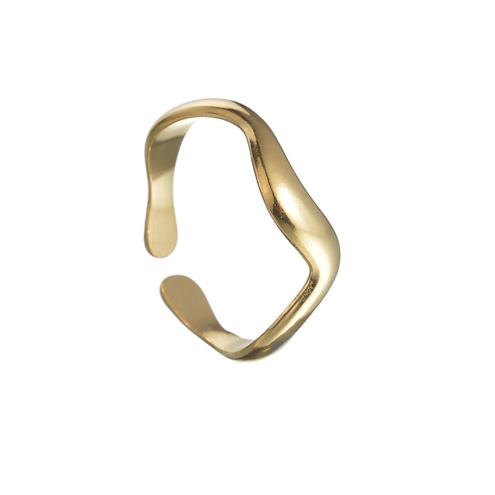 Women's Water Wave Titanium Steel Open Ring