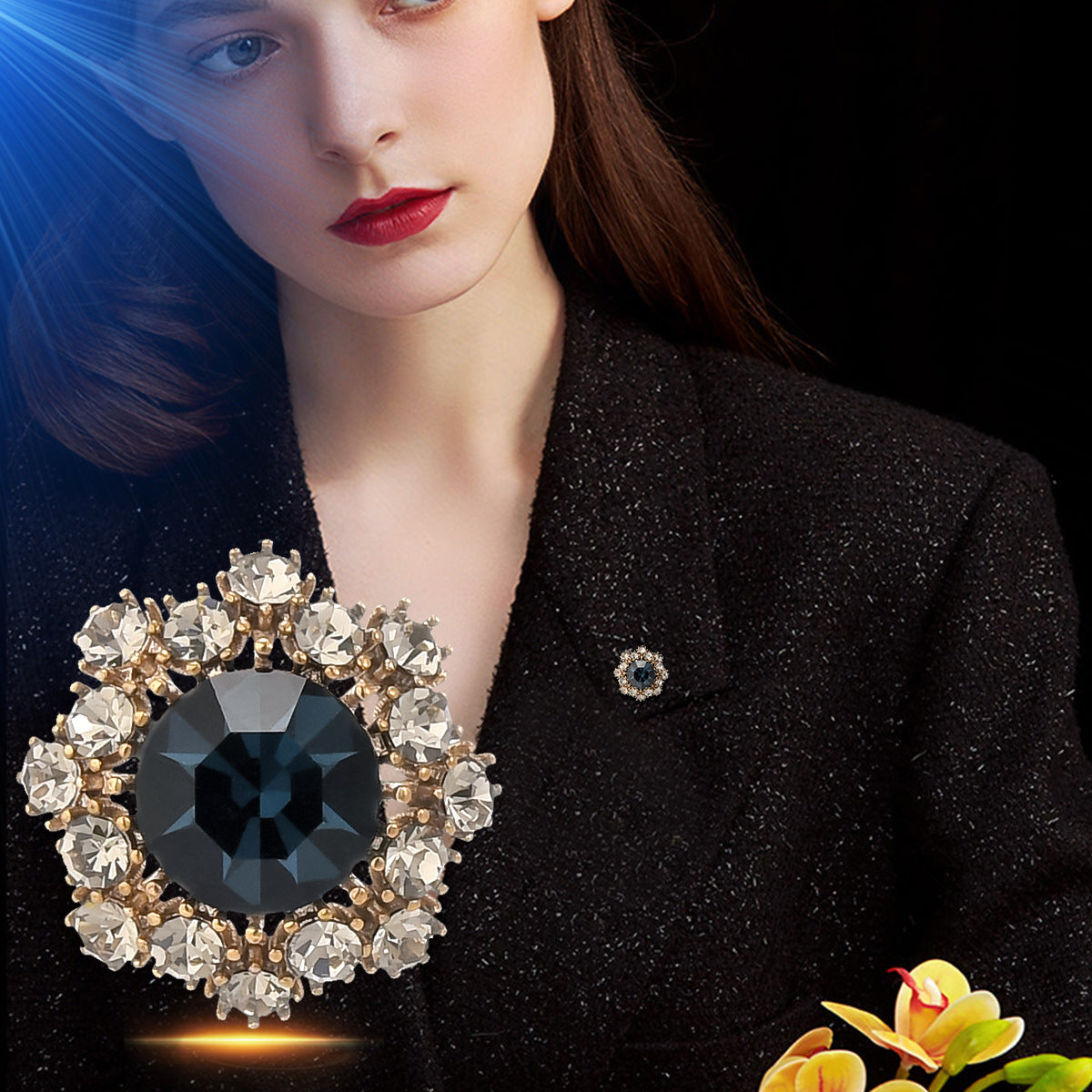 Crystal Horse Needle Brooch