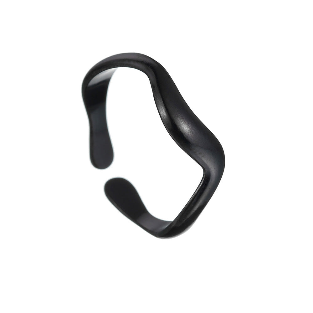 Women's Water Wave Titanium Steel Open Ring