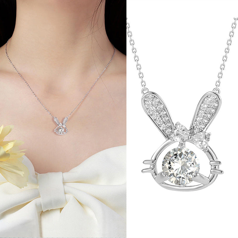 Rabbit Necklace S925 Sterling Silver Female Student Korean Style