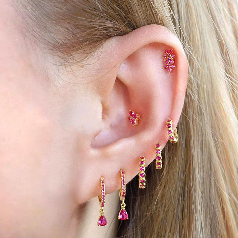 Micro-inlaid Colorful Zircon Earrings Simple