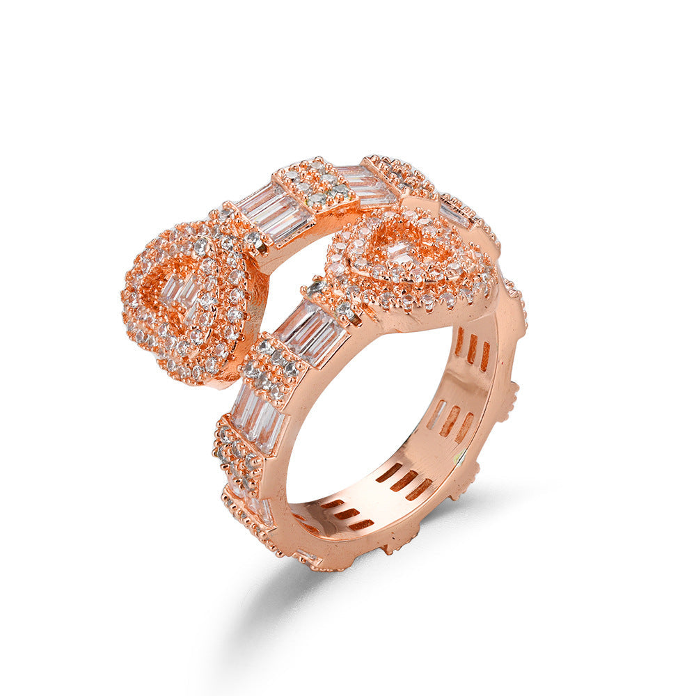 Copper Zircon Heart-shaped Irregular Ring