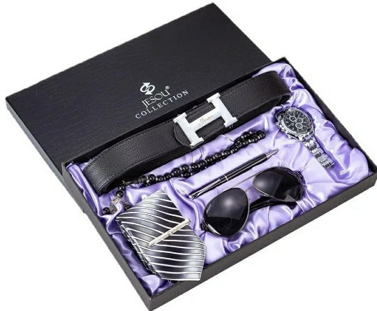 Men's Gift Set: Watch, Belt, Tie, Wallet