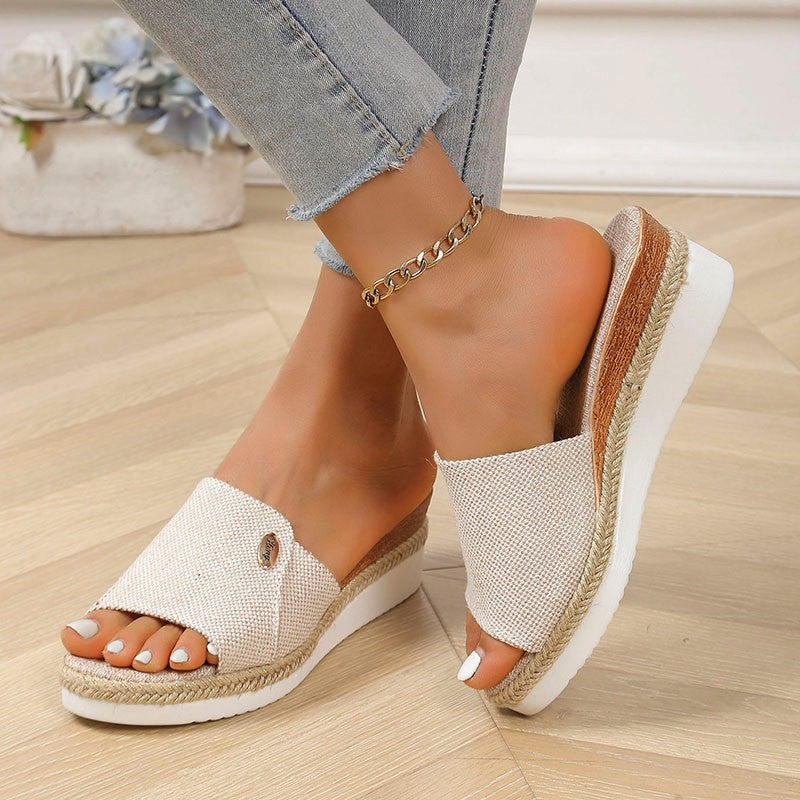 Plus Size Fish Mouth Wedge Slippers