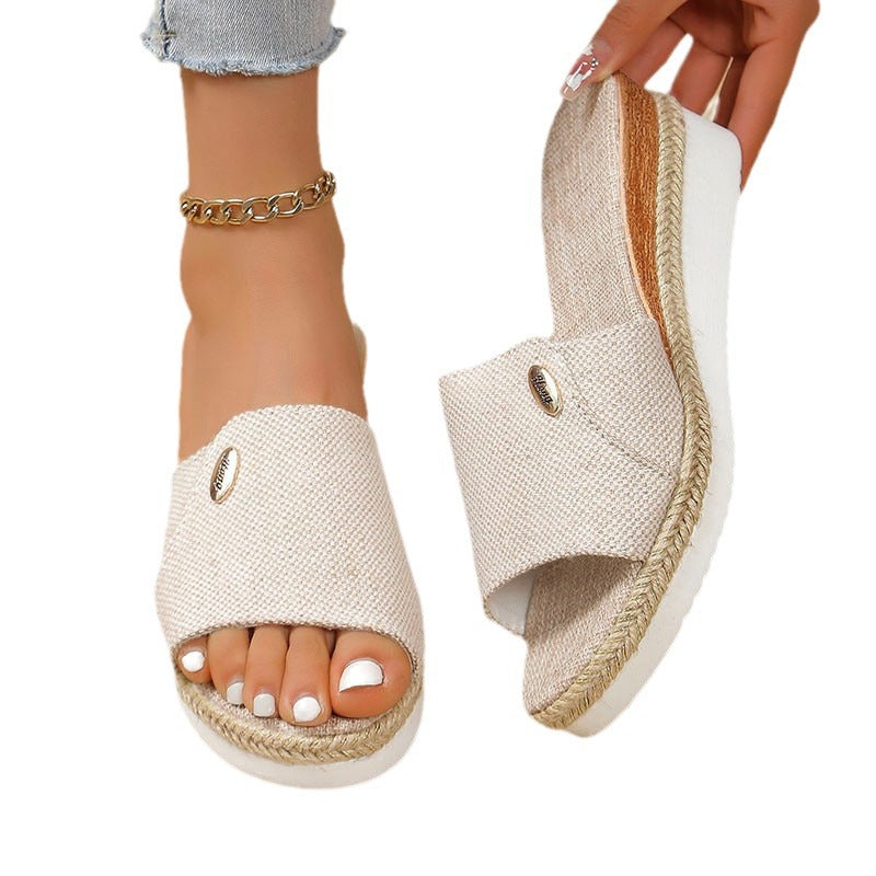 Plus Size Fish Mouth Wedge Slippers