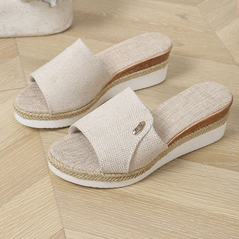 Plus Size Fish Mouth Wedge Slippers