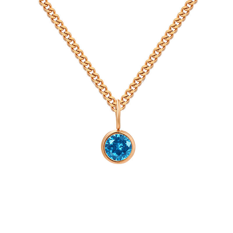 Stainless Steel Necklace With Diamond Birthstone Pendant