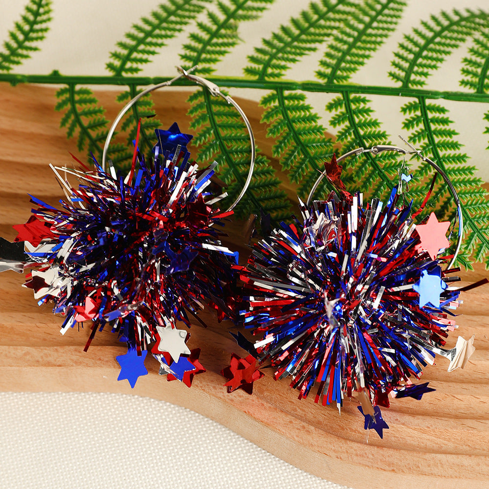Party Patriotic Elements Glossy Shiny Earrings