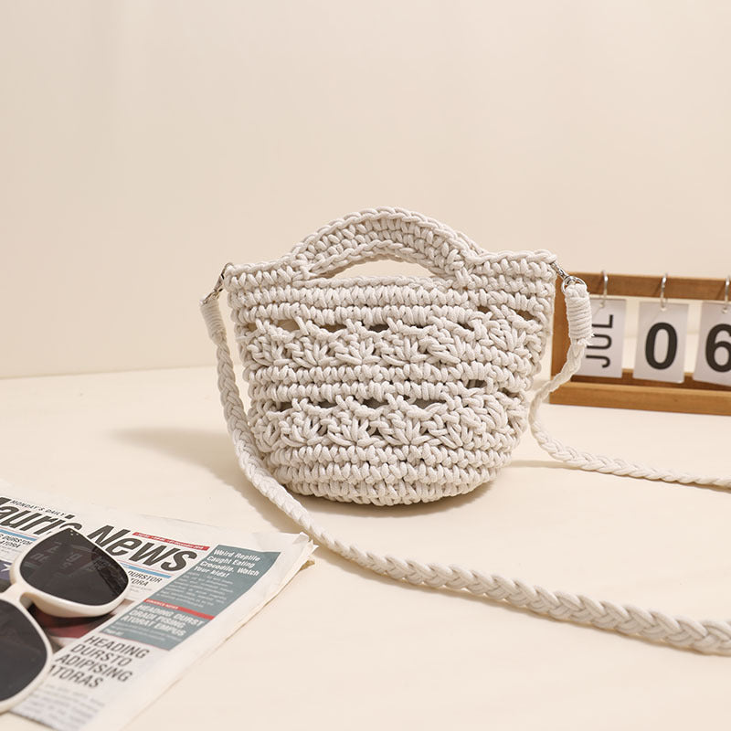Crossbody Cotton Thread Woven Bag All Matching Hollow Out Cutout Straw Bag Vacation Beach Bag Partysu Women Bag