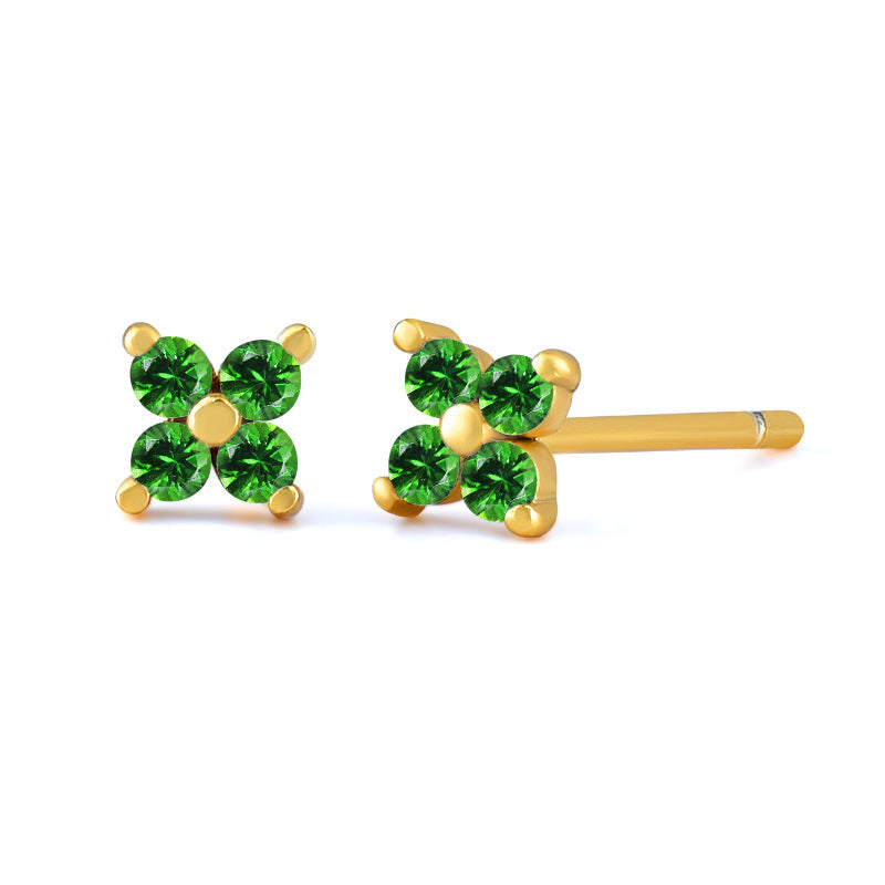 Micro-inlaid Colorful Zircon Earrings Simple