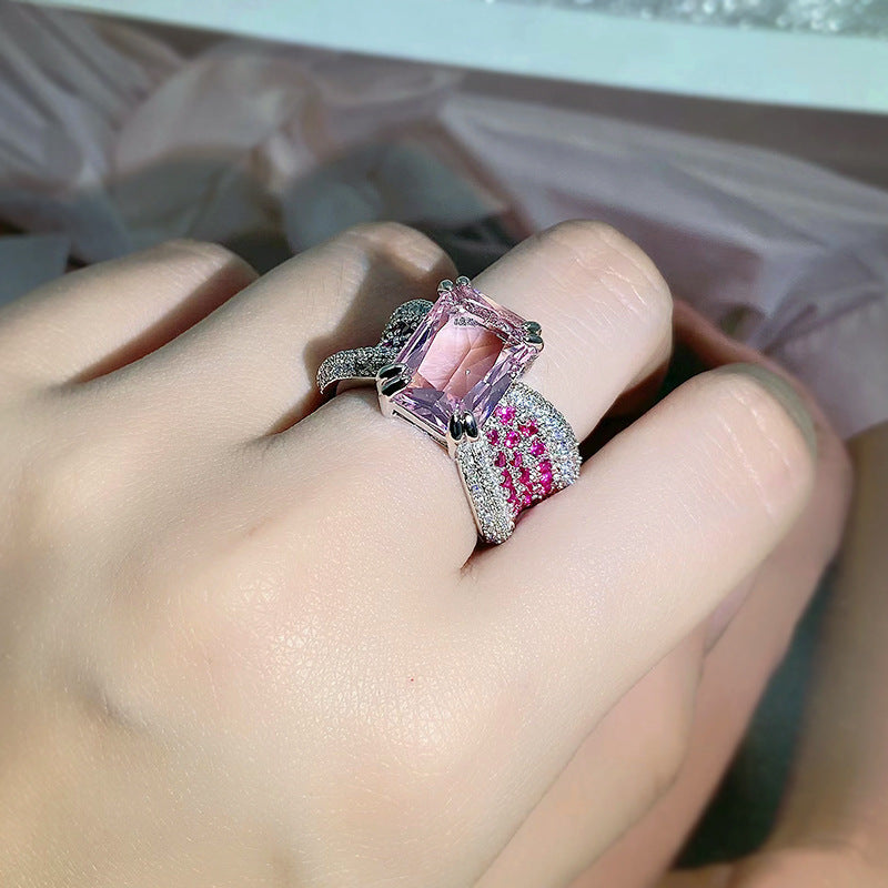 Women's Pink Diamond Ring With Personalized Opening