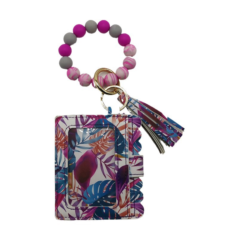 Silicone Beads Bracelet Key Chain Leopard Print