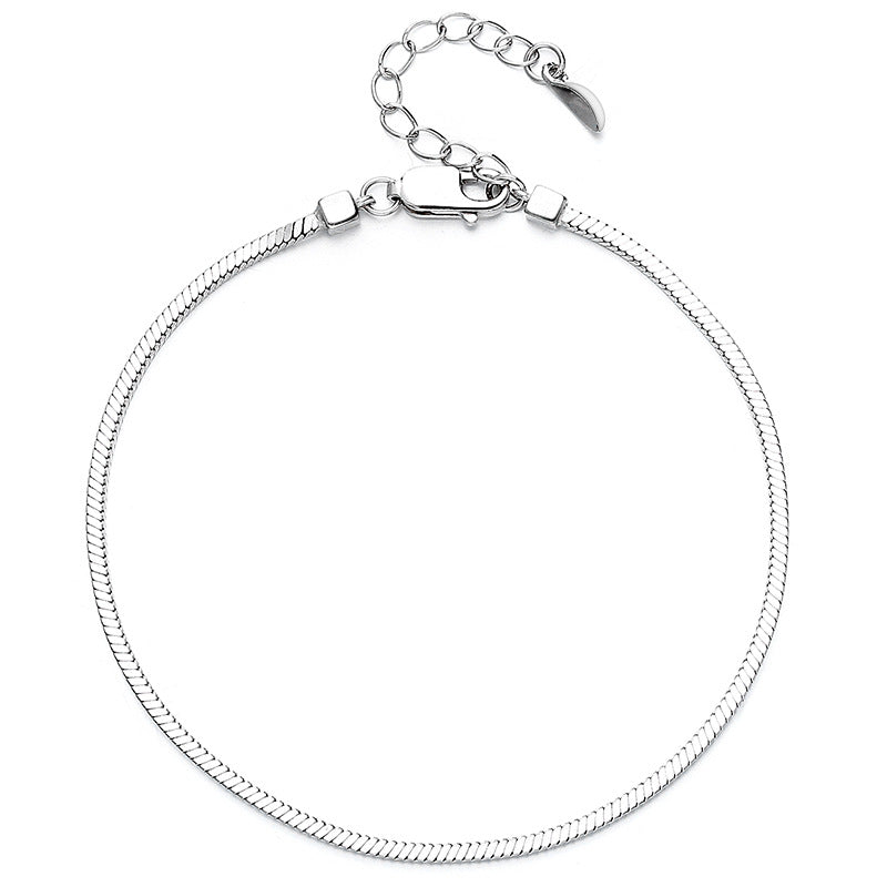 925 Sterling Silver Square Snake Bones Chain Bracelet