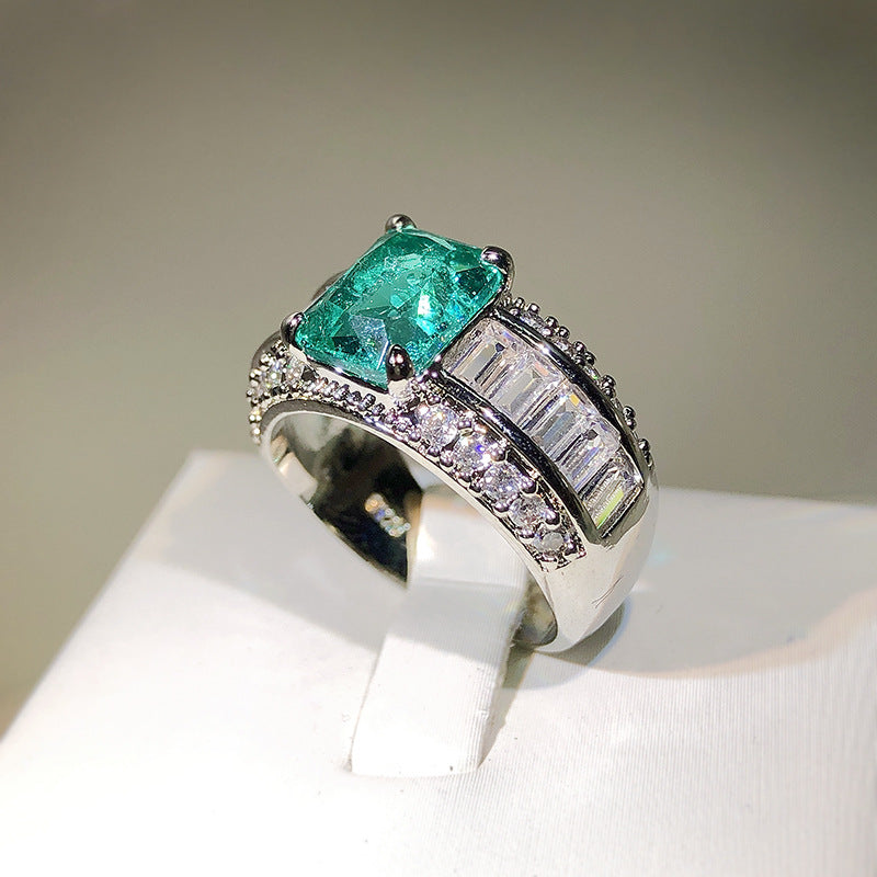 Inlaid Artificial Cultivation Artificial Diamond Ring
