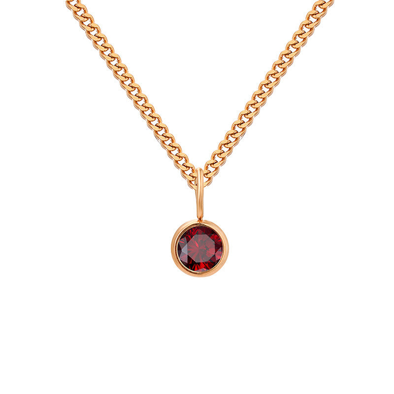 Stainless Steel Necklace With Diamond Birthstone Pendant