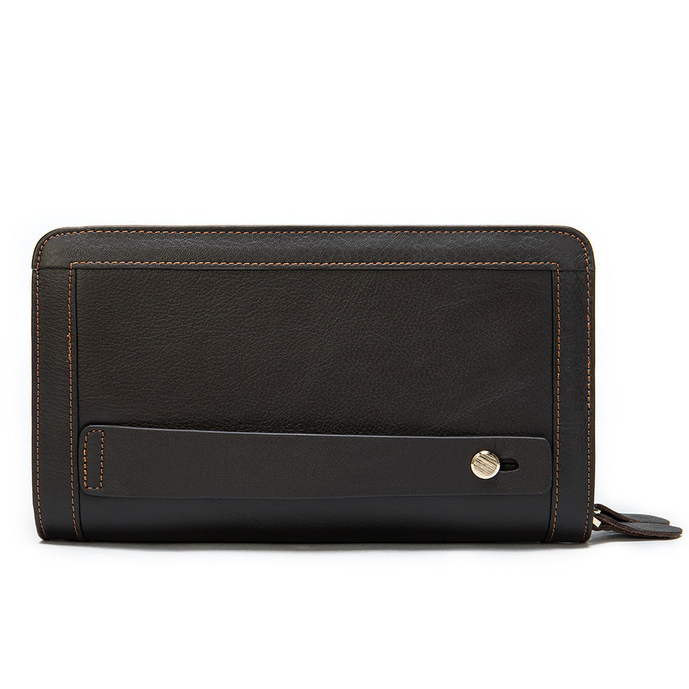 Double Zipper Cowhide Clutch Wallet
