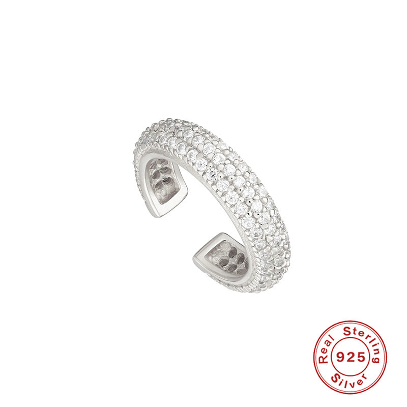 S925 Three-Row Stone Single Earring
