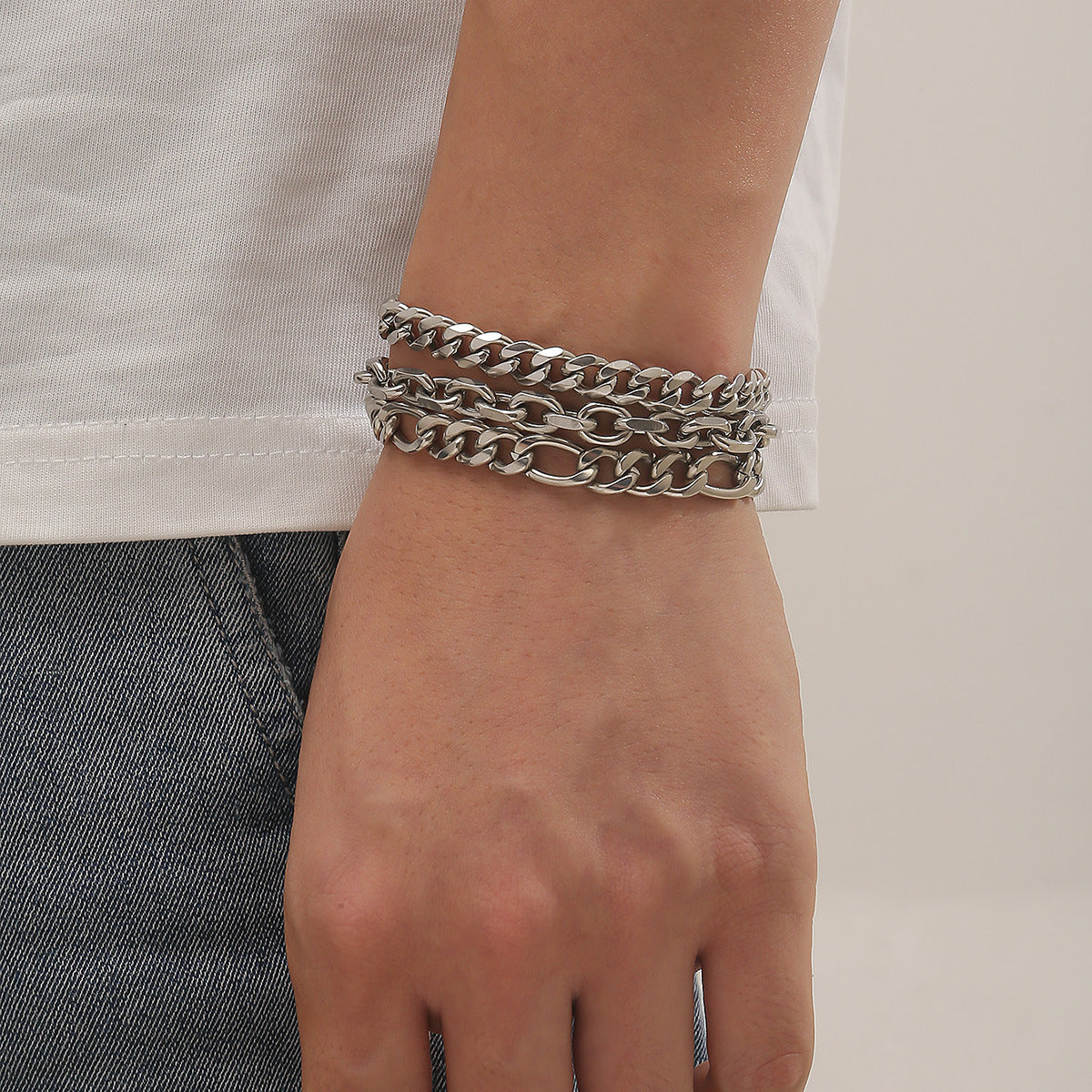 Stainless Steel Sunflower Bracelet Set