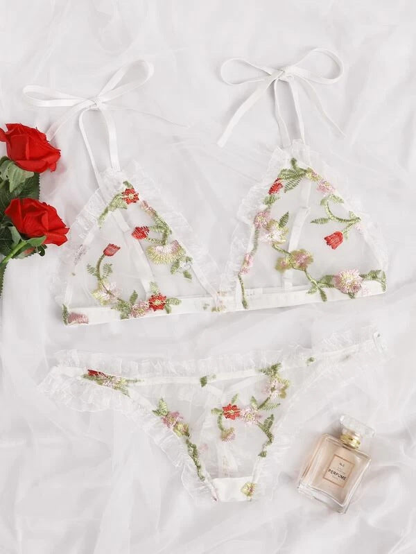 Sexy Lingerie Mesh See-through Lace Sexy Three-Point Sexy Sleepwear