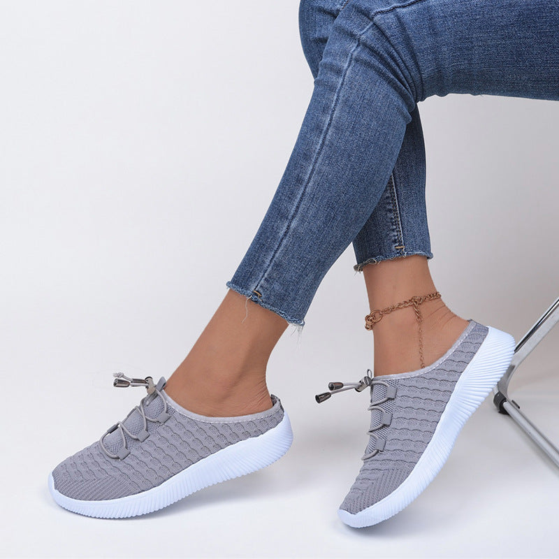 Plus Size Flying Woven Lace-Up Pumps
