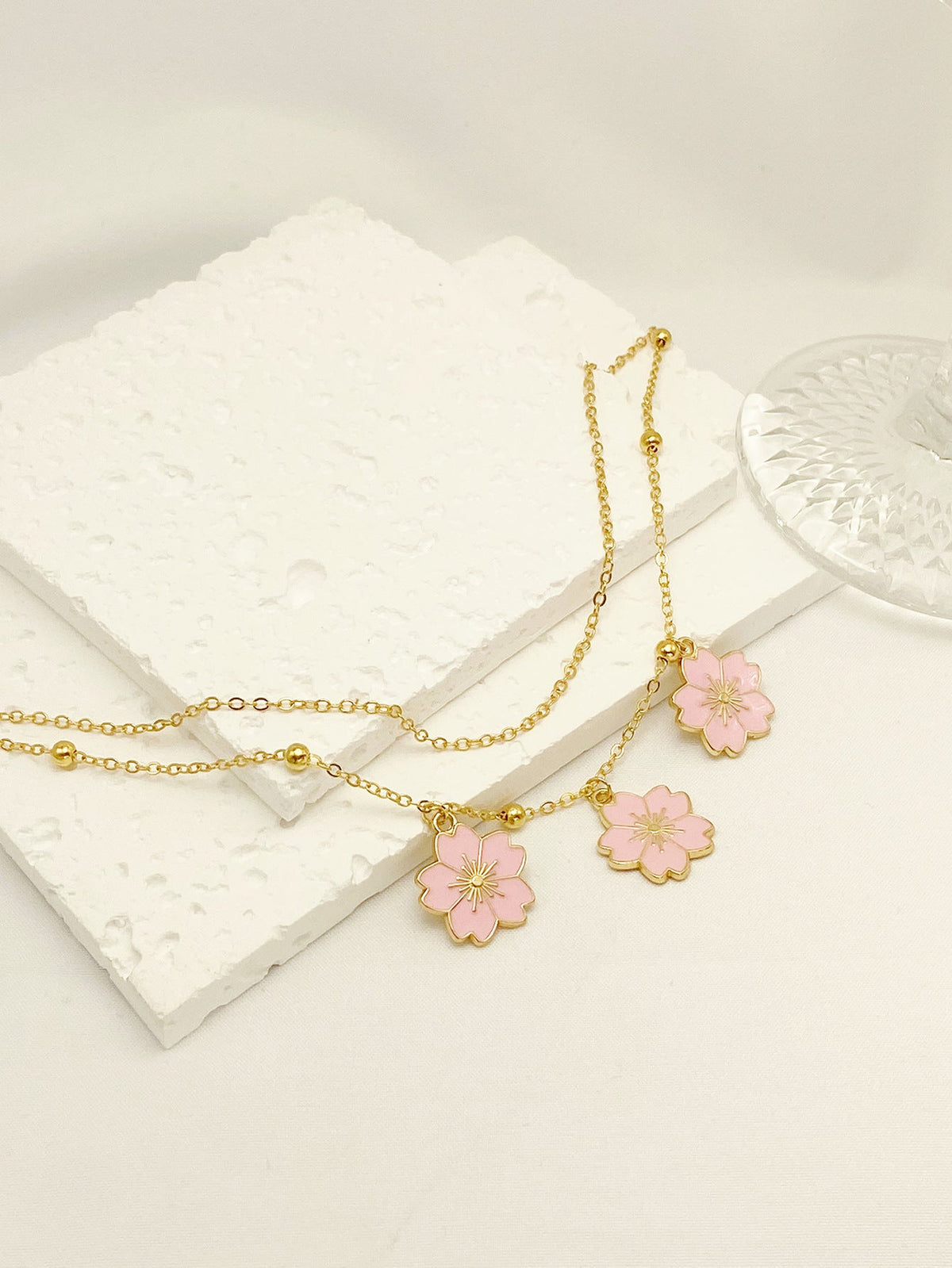Double-layer Oil-spot Glaze Flowers Anklet