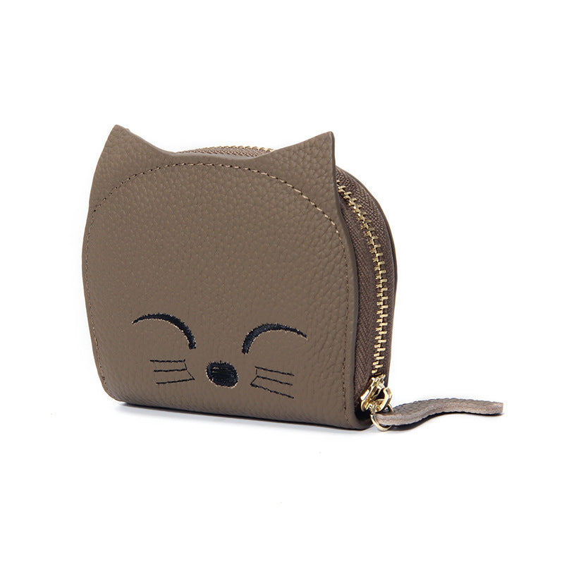 Women's Leather Card Holder with Cartoon Pendant