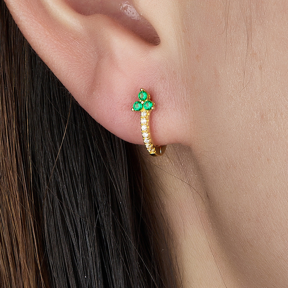 Fashion Color Zircon Earrings Design Sense