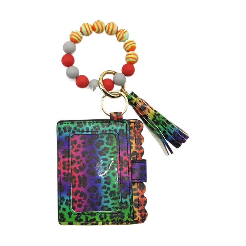 Silicone Beads Bracelet Key Chain Leopard Print