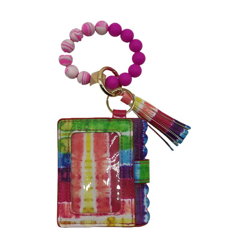 Silicone Beads Bracelet Key Chain Leopard Print