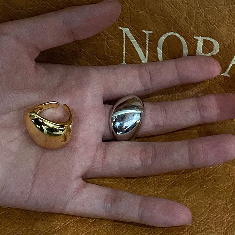 Brass Gold Plating Large Glossy Irregular Ring