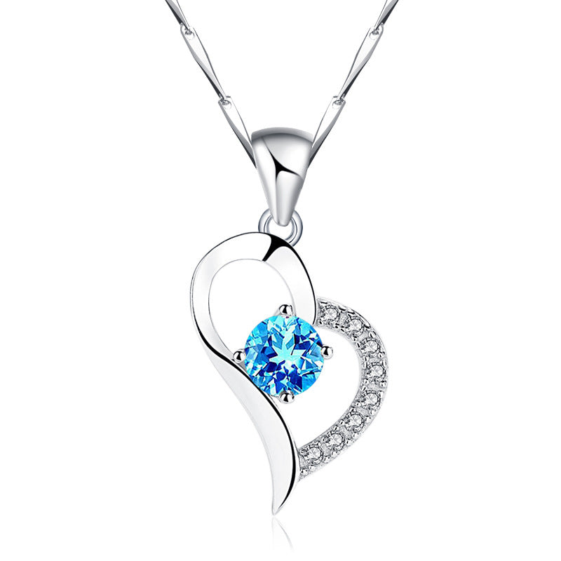 S999 Pure Silver Crystal Heart Pendant