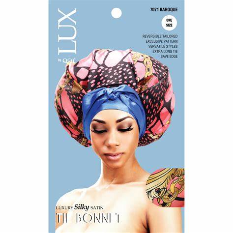 LUX by QFitt Luxury Silky Satin Tie Bonnet