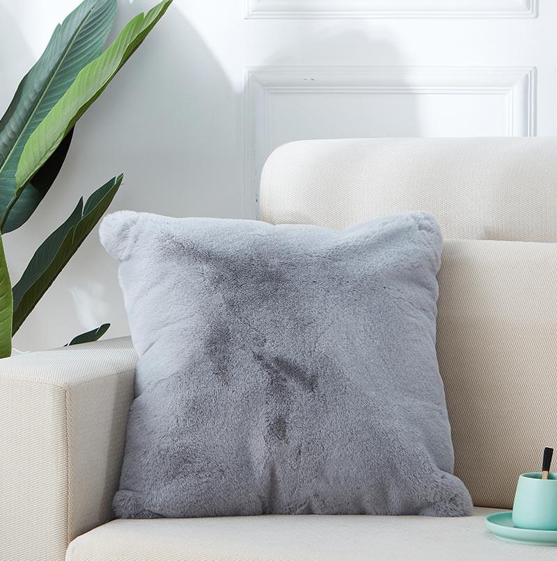 Agnes Luxury Gray Chinchilla Faux Fur Pillow | Home Decor | Kitchen + Metal