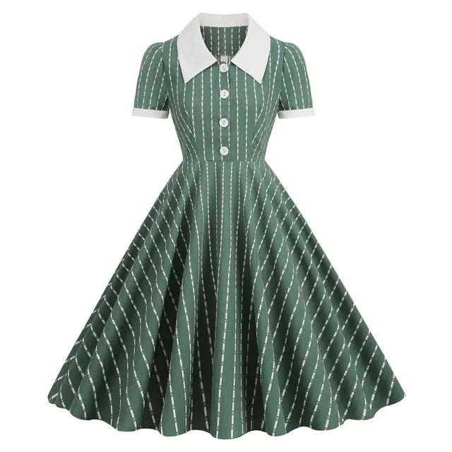 Elegant 1950s Embroidered Mesh Retro Party Dress