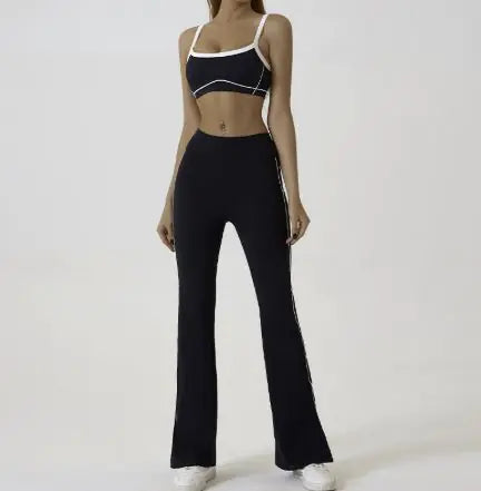 Spaghetti Strap Contrast Color Yoga Sports Suit