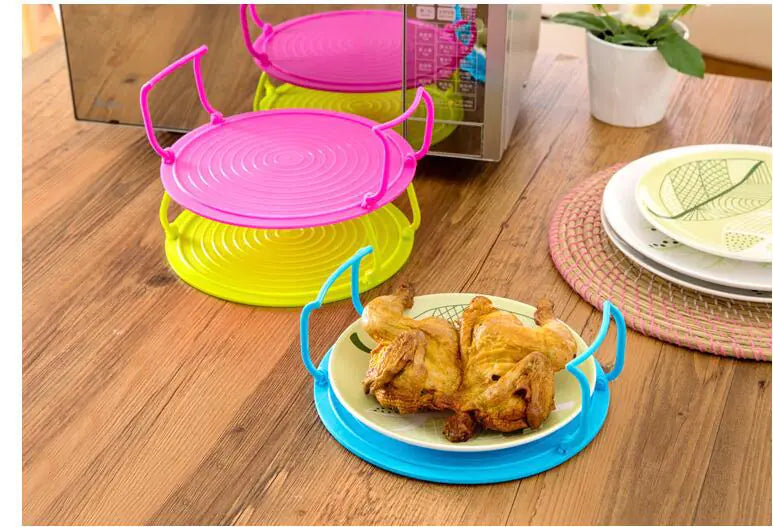 Microwave Tiered Steamer Rack with Heat-Resistant Tray