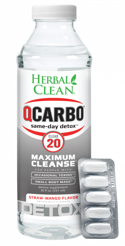 Herbal Clean QCarbo20 Same-Day Premium Detox Drink, Strawberry Mango, 20 fl oz