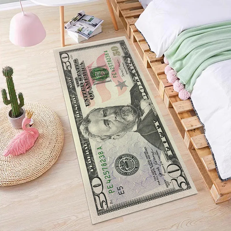 Dollar Pattern Stain-Resistant Foot Mat