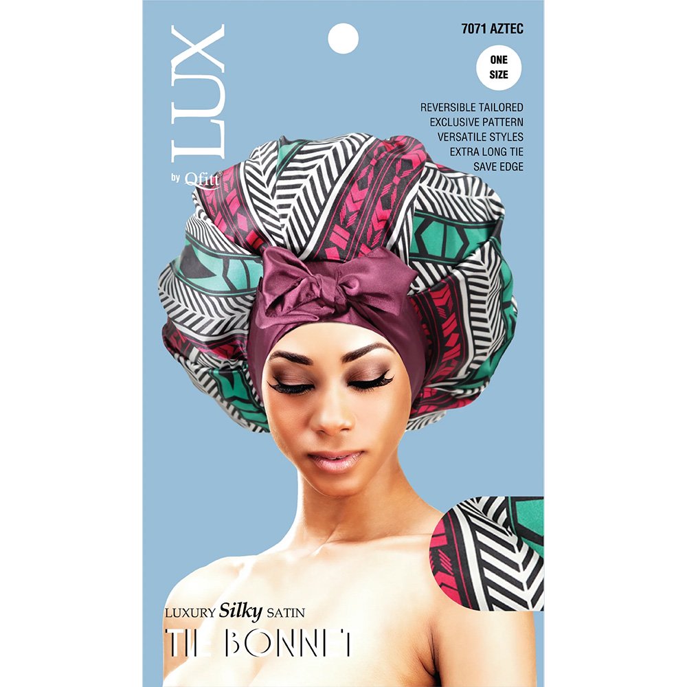 LUX by QFitt Luxury Silky Satin Tie Bonnet