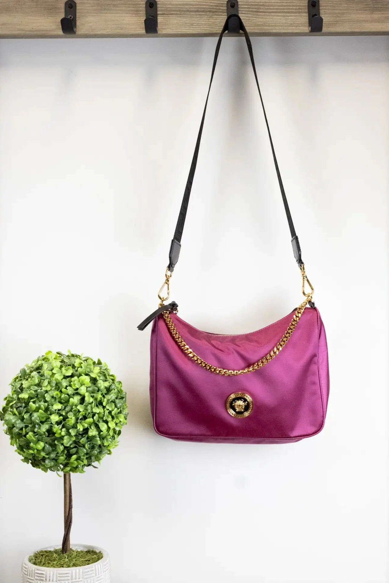 Style Loft Collection x Versace Small Dahlia Nylon Medusa Pendant Crossbody Shoulder Bag