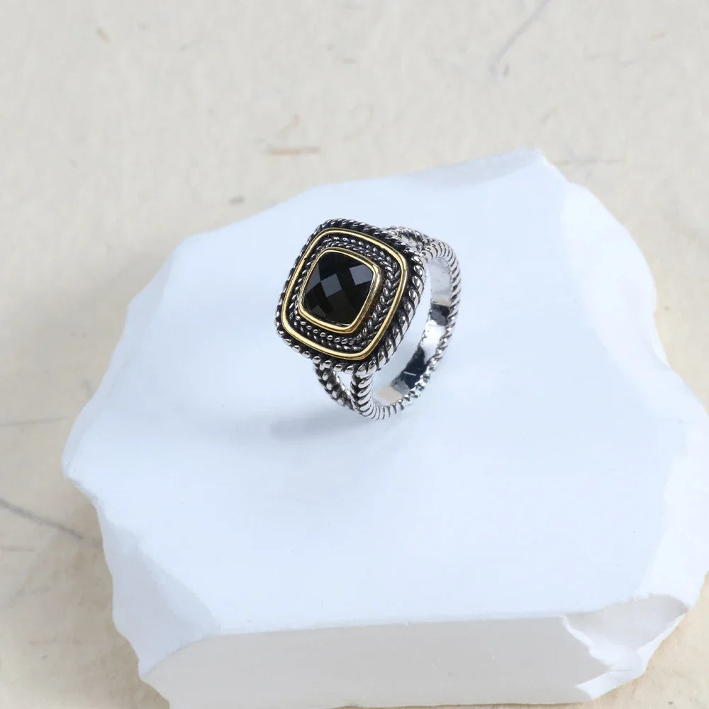 Designer Inspired Two Tone Statement Rings for Women 18K Gold Plated Fashion Brand Engagement Wedding Ring
