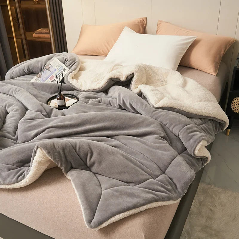 Spring Imitation Lambswool Multi-functional Blanket Queen Blankets for Bed Soft Plush Comfortable Milk Fleece Blanket for Throw
