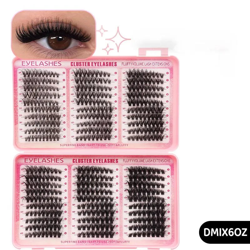 DINGSEN Eyelash Clusters Book Large Capacity Volume Individual Lashes Book Natural Long DIY Cluster Eyelash Extensions Makeup