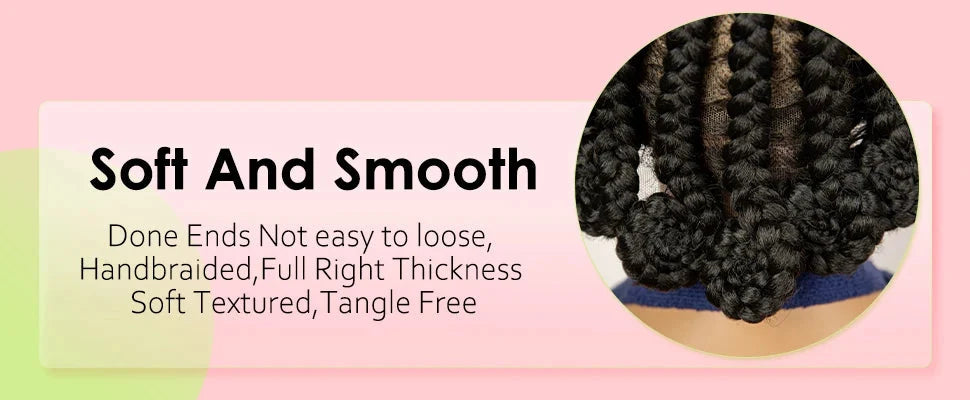 Natural Color Bantu Knot Braided Wig | Cornrow Braids | Full Lace | Heat Resistant Synthetic Wig | African Women